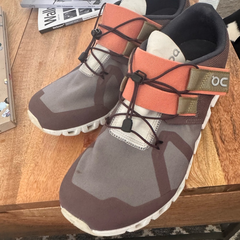 On Running Brown and Orange Sneakers with Chunky Midsole
